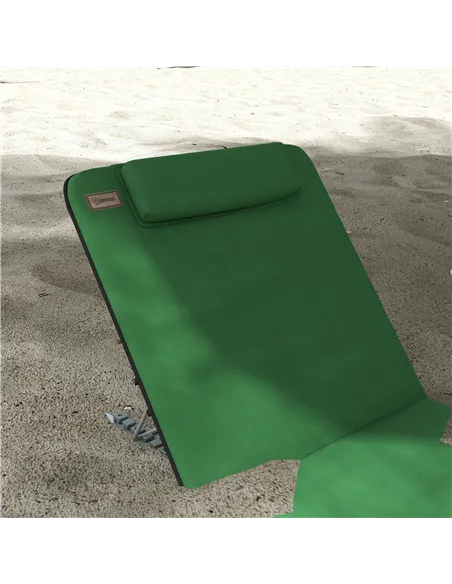 Outsunny Set of Two Metal Frame Beach Chairs, with Reclining Backs - Green