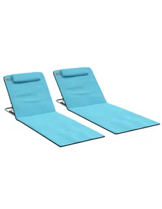 Outsunny Set of Two Metal Frame Beach Chairs, with Reclining Backs - Blue