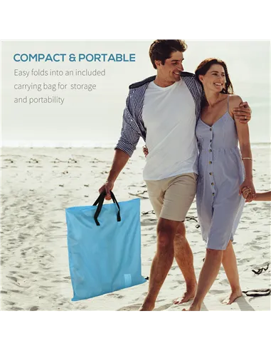 Outsunny Set of Two Metal Frame Beach Chairs, with Reclining Backs - Blue