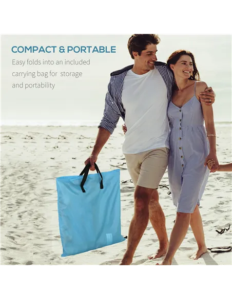 Outsunny Set of Two Metal Frame Beach Chairs, with Reclining Backs - Blue