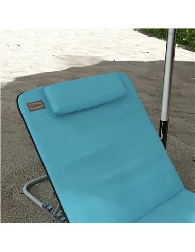 Outsunny Set of Two Metal Frame Beach Chairs, with Reclining Backs - Blue