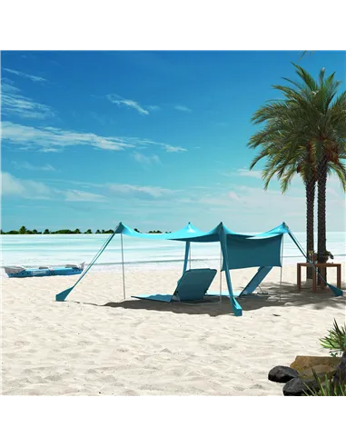 Outsunny Set of Two Metal Frame Beach Chairs, with Reclining Backs - Blue