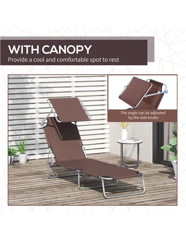 Outsunny 2 Pieces Outdoor Foldable Sun Lounger, 4 Level Adjustable Backrest Reclining Sun Lounger Chair with Angle Adjust Sun Sh