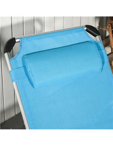 Outsunny Foldable Outdoor Sun Loungers Set of 2, Reclining Lounge Chair Camping Bed Cot with Pillow 4-Level Adjustable Back Alum