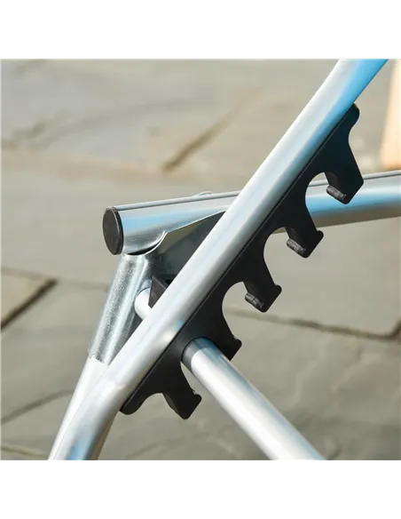 Outsunny Foldable Outdoor Sun Loungers Set of 2, Reclining Lounge Chair Camping Bed Cot with Pillow 4-Level Adjustable Back Alum