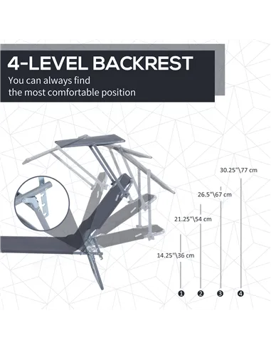 Outsunny 2 Pieces Outdoor Foldable Sun Lounger, 4 Level Adjustable Backrest Reclining Sun Lounger Chair with Angle Adjust Sun Sh