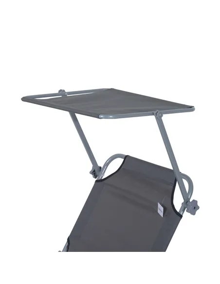 Outsunny 2 Pieces Outdoor Foldable Sun Lounger, 4 Level Adjustable Backrest Reclining Sun Lounger Chair with Angle Adjust Sun Sh