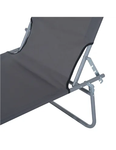 Outsunny 2 Pieces Outdoor Foldable Sun Lounger, 4 Level Adjustable Backrest Reclining Sun Lounger Chair with Angle Adjust Sun Sh