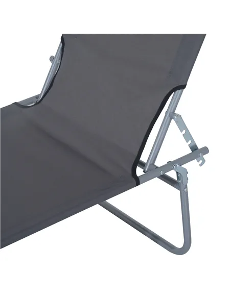 Outsunny 2 Pieces Outdoor Foldable Sun Lounger, 4 Level Adjustable Backrest Reclining Sun Lounger Chair with Angle Adjust Sun Sh