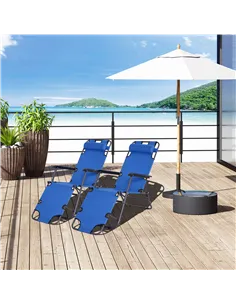 Outsunny 2 in 1 Folding Sun Lounger Reclining Garden Chair Set of 2 with 2-Level Adjustable Backrest, Outdoor Zero Gravity Recli 2
