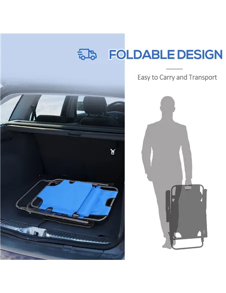 Outsunny 2 in 1 Folding Sun Lounger Reclining Garden Chair Set of 2 with 2-Level Adjustable Backrest, Outdoor Zero Gravity Recli