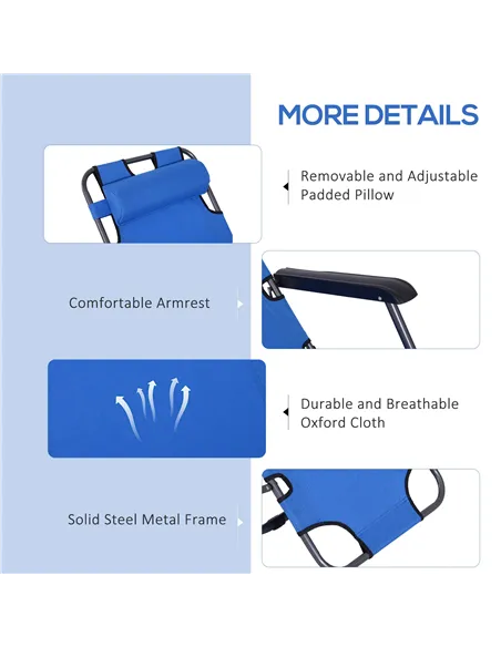 Outsunny 2 in 1 Folding Sun Lounger Reclining Garden Chair Set of 2 with 2-Level Adjustable Backrest, Outdoor Zero Gravity Recli