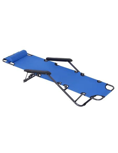 Outsunny 2 in 1 Folding Sun Lounger Reclining Garden Chair Set of 2 with 2-Level Adjustable Backrest, Outdoor Zero Gravity Recli