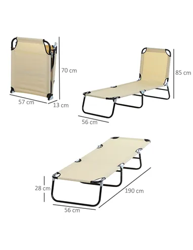 Outsunny 2 Piece Foldable Sun Loungers with 5-Position Adjustable Backrest, Outdoor Portable Recliner Chaise Lounge Chairs with 