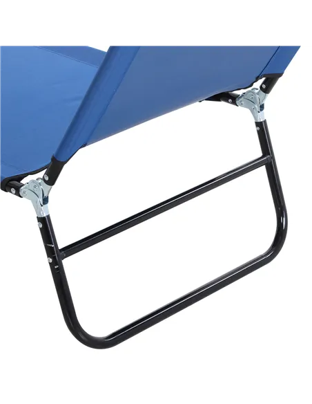 Outsunny 2 Piece Foldable Sun Loungers with 5-Position Adjustable Backrest, Outdoor Portable Recliner Chaise Lounge Chairs with 