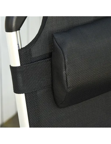 Outsunny Foldable Outdoor Sun Loungers Set of 2, Reclining Lounge Chair Camping Bed Cot with Pillow 4-Level Adjustable Back Alum