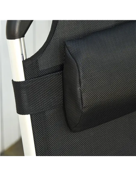 Outsunny Foldable Outdoor Sun Loungers Set of 2, Reclining Lounge Chair Camping Bed Cot with Pillow 4-Level Adjustable Back Alum