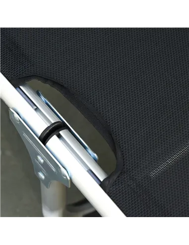 Outsunny Foldable Outdoor Sun Loungers Set of 2, Reclining Lounge Chair Camping Bed Cot with Pillow 4-Level Adjustable Back Alum