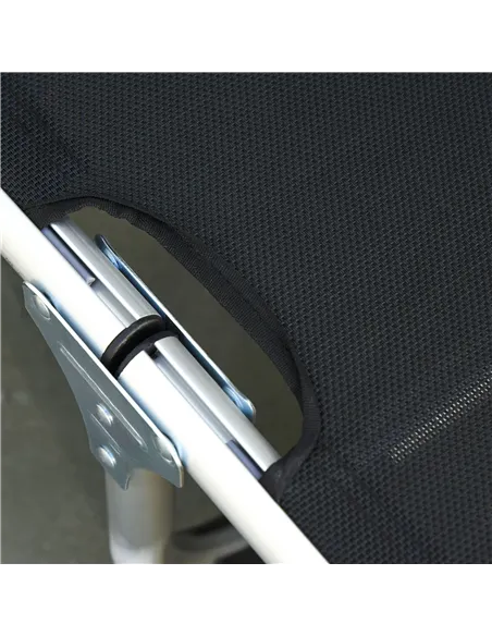 Outsunny Foldable Outdoor Sun Loungers Set of 2, Reclining Lounge Chair Camping Bed Cot with Pillow 4-Level Adjustable Back Alum