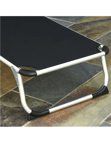 Outsunny Foldable Outdoor Sun Loungers Set of 2, Reclining Lounge Chair Camping Bed Cot with Pillow 4-Level Adjustable Back Alum