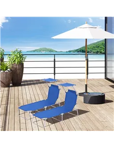 Outsunny 2 Pieces Outdoor Foldable Sun Lounger, 4 Level Adjustable Backrest Reclining Sun Lounger Chair with Angle Adjust Sun Sh 2
