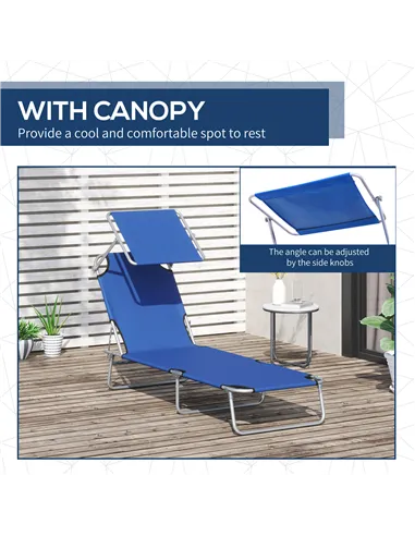 Outsunny 2 Pieces Outdoor Foldable Sun Lounger, 4 Level Adjustable Backrest Reclining Sun Lounger Chair with Angle Adjust Sun Sh