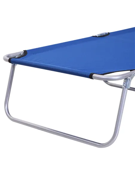 Outsunny 2 Pieces Outdoor Foldable Sun Lounger, 4 Level Adjustable Backrest Reclining Sun Lounger Chair with Angle Adjust Sun Sh