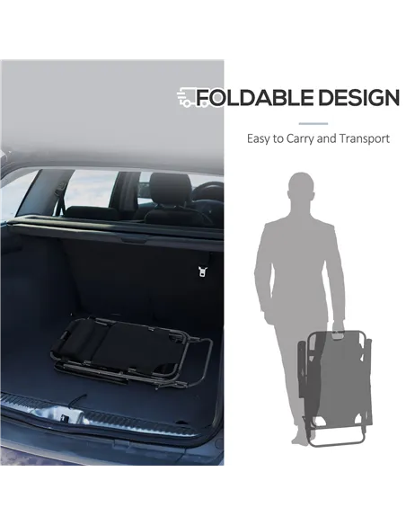 Outsunny 2 in 1 Folding Sun Lounger Reclining Garden Chair Set of 2 with 2-Level Adjustable Backrest, Outdoor Zero Gravity Recli