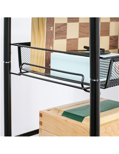 HOMCOM Five-Steel Mesh Basket Storage Trolley, with Wheels - Black