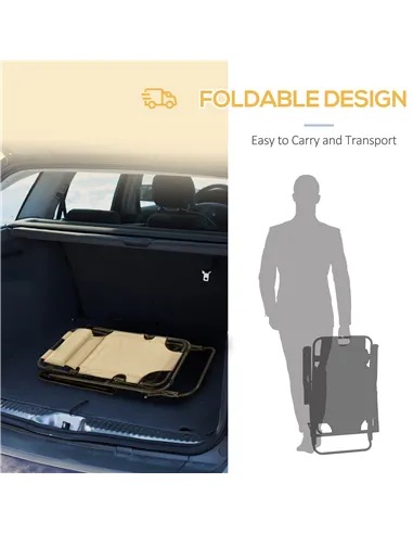 Outsunny 2 in 1 Folding Sun Lounger Reclining Garden Chair Set of 2 with 2-Level Adjustable Backrest, Outdoor Zero Gravity Recli