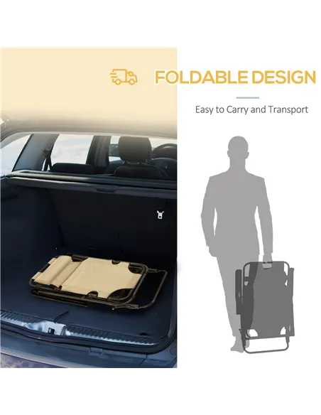 Outsunny 2 in 1 Folding Sun Lounger Reclining Garden Chair Set of 2 with 2-Level Adjustable Backrest, Outdoor Zero Gravity Recli