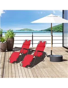 Outsunny 2 in 1 Folding Sun Lounger Reclining Garden Chair Set of 2 with 2-Level Adjustable Backrest, Outdoor Zero Gravity Recli 2