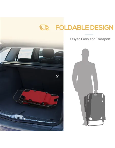 Outsunny 2 in 1 Folding Sun Lounger Reclining Garden Chair Set of 2 with 2-Level Adjustable Backrest, Outdoor Zero Gravity Recli