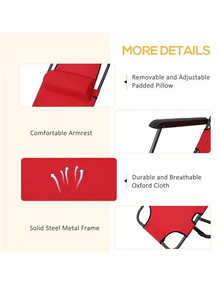 Outsunny 2 in 1 Folding Sun Lounger Reclining Garden Chair Set of 2 with 2-Level Adjustable Backrest, Outdoor Zero Gravity Recli