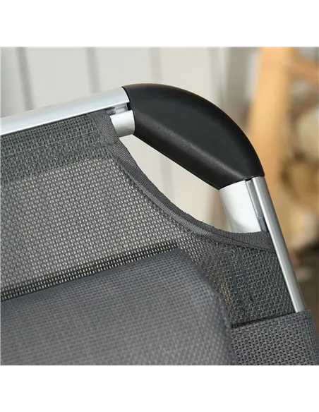 Outsunny Foldable Outdoor Sun Loungers Set of 2, Reclining Lounge Chair Camping Bed Cot with Pillow 4-Level Adjustable Back Alum