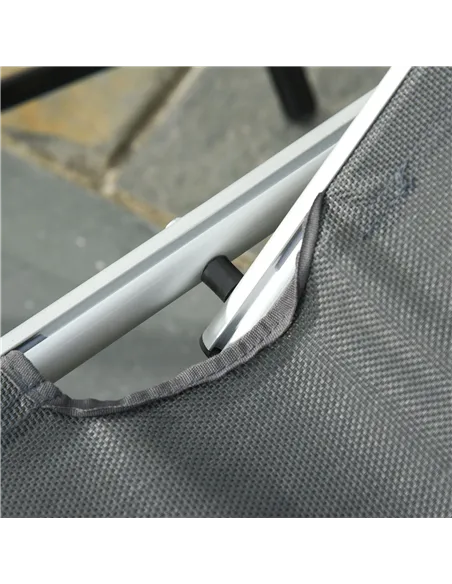 Outsunny Foldable Outdoor Sun Loungers Set of 2, Reclining Lounge Chair Camping Bed Cot with Pillow 4-Level Adjustable Back Alum