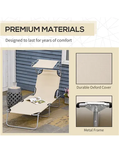 Outsunny 2 Pieces Outdoor Foldable Sun Lounger, 4 Level Adjustable Backrest Reclining Sun Lounger Chair with Angle Adjust Sun Sh