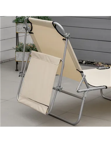 Outsunny 2 Pieces Outdoor Foldable Sun Lounger, 4 Level Adjustable Backrest Reclining Sun Lounger Chair with Angle Adjust Sun Sh