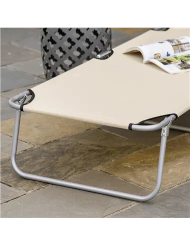 Outsunny 2 Pieces Outdoor Foldable Sun Lounger, 4 Level Adjustable Backrest Reclining Sun Lounger Chair with Angle Adjust Sun Sh