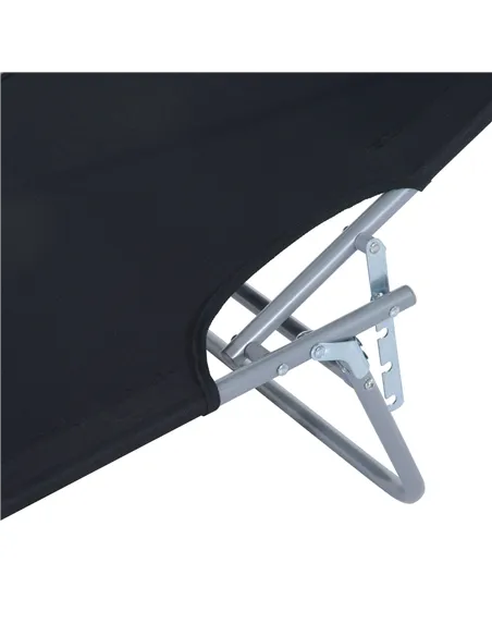 Outsunny 2 Pieces Outdoor Foldable Sun Lounger, 4 Level Adjustable Backrest Reclining Sun Lounger Chair with Angle Adjust Sun Sh