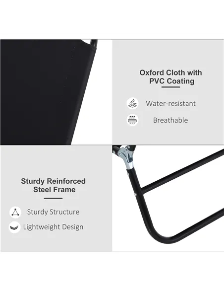 Outsunny 2 Piece Foldable Sun Loungers with 5-Position Adjustable Backrest, Outdoor Portable Recliner Chaise Lounge Chairs with 