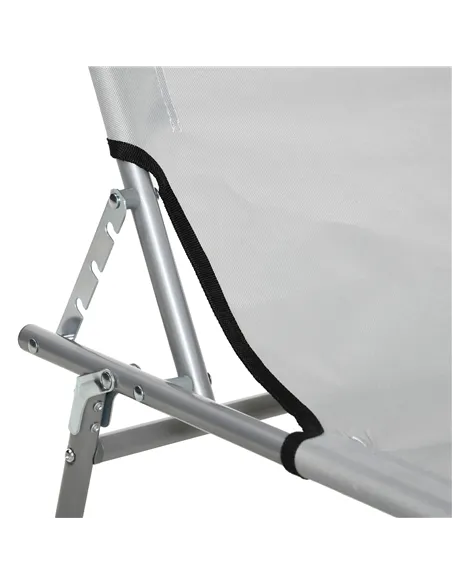 Outsunny 2 Pieces Outdoor Foldable Sun Lounger, 4 Level Adjustable Backrest Reclining Sun Lounger Chair with Angle Adjust Sun Sh