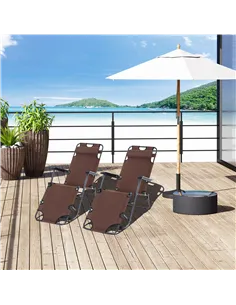 Outsunny 2 in 1 Folding Sun Lounger Reclining Garden Chair Set of 2 with 2-Level Adjustable Backrest, Outdoor Zero Gravity Recli 2