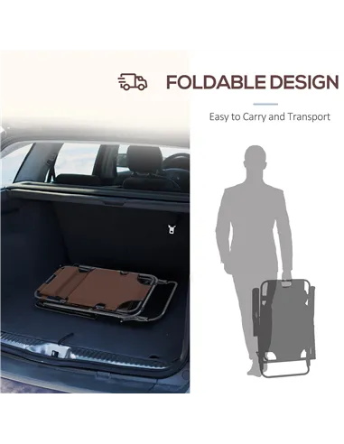 Outsunny 2 in 1 Folding Sun Lounger Reclining Garden Chair Set of 2 with 2-Level Adjustable Backrest, Outdoor Zero Gravity Recli