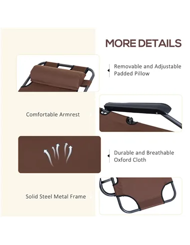 Outsunny 2 in 1 Folding Sun Lounger Reclining Garden Chair Set of 2 with 2-Level Adjustable Backrest, Outdoor Zero Gravity Recli