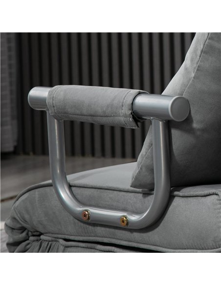 HOMCOM Suedette Adjustable Back Futon Sofa Chair - Grey