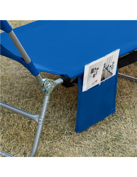 Outsunny 2 Pieces Foldable Sun Lounger with Reading Hole, Portable Sun Lounger with 5 Level Adjustable Backrest, Reclining Loung