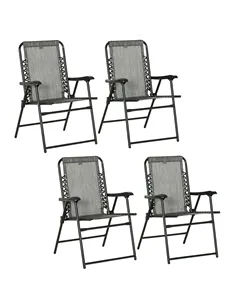 Outsunny  Pieces Patio Folding Chair Set, Outdoor Portable Loungers for Camping Pool Beach Deck, Lawn Chairs with Armrest Steel 