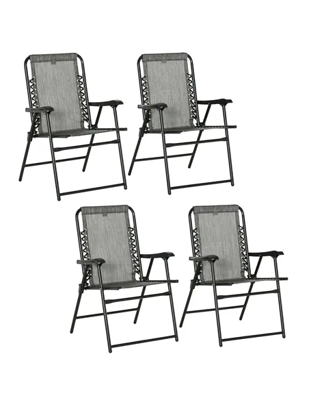 Outsunny  Pieces Patio Folding Chair Set, Outdoor Portable Loungers for Camping Pool Beach Deck, Lawn Chairs with Armrest Steel 