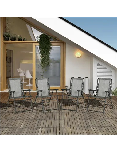 Outsunny  Pieces Patio Folding Chair Set, Outdoor Portable Loungers for Camping Pool Beach Deck, Lawn Chairs with Armrest Steel 
